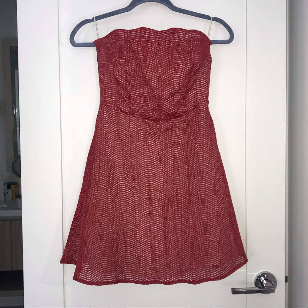 Keepsake lace red strapless mini
